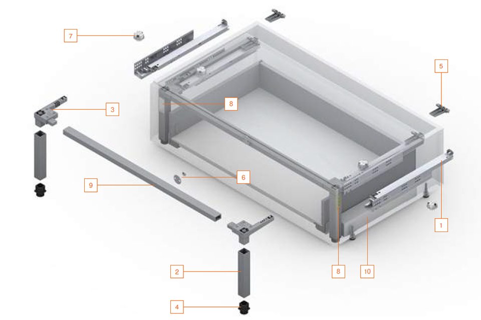 Blum Z95Q1040A Space Step, horizontalus atraminis profilis 1040 mm, tamsiai pilkas OG - Image 3
