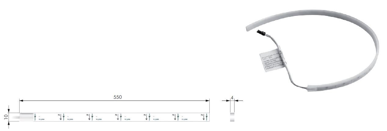 Italiana Ferramenta KIARO S LED apatinių durelių mechanizmas su švelniu uždarymu, T-Met rinkinys skirtas hl. 600 mm su LED juosta - Image 3