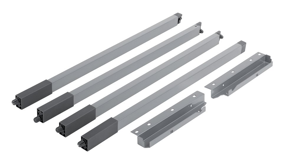 StrongBox stačiakampių relingų dviejų porų komplektas H204, 550 mm, titano spalvos