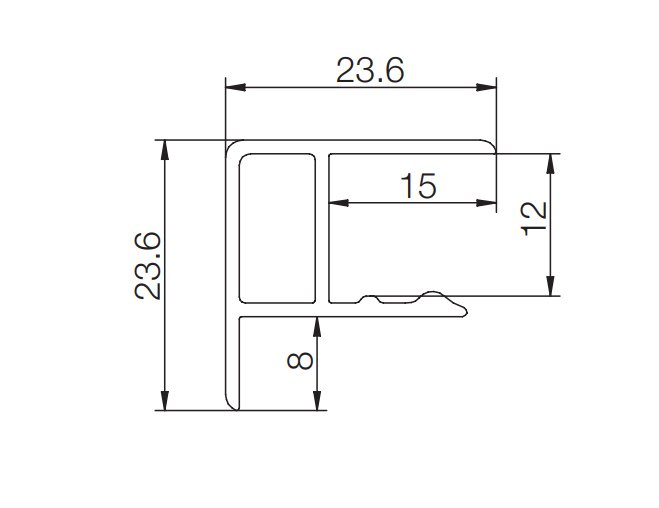 Scilm kampinė jungtis / užbaigimo detalė 150 mm šlifuotas aliuminis - Image 3