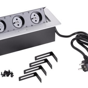 Strongpower elektros lizdas 3X 230V, prancūziško tipo, sidabro