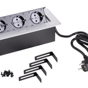 StrongPower elektros lizdas 3x 230V, Schuko, sidabro