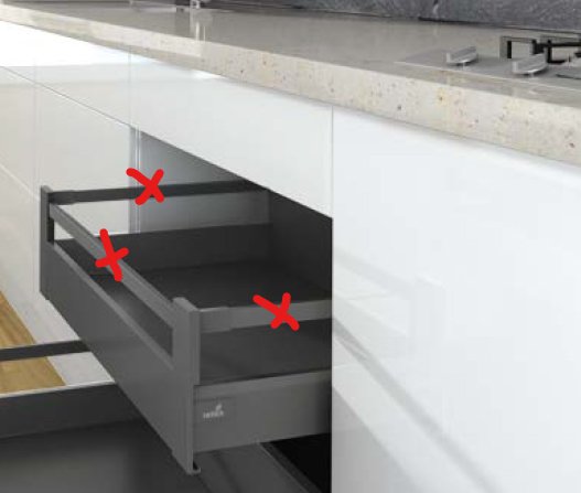 Hettich Arcitech vidinio stalčiaus furnitūros komplektas 186, 500 mm/60 kg, antracito, SilentSystem