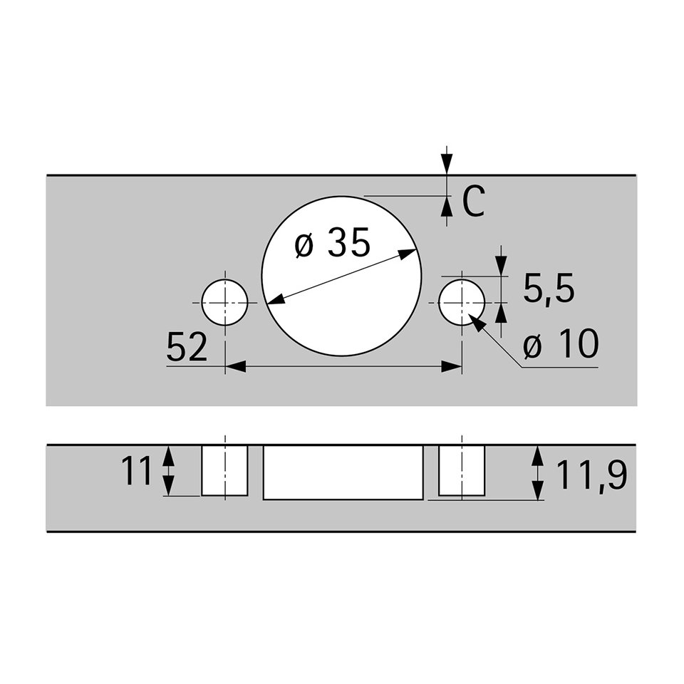 Hettich 9313101 Novisys lankstas uždedamas 105° Th įpresuojamas Sisy - Image 3