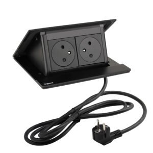 LEGRAND elektros lizdas Popup, 2X 230V prancūziško tipo, juoda matinė