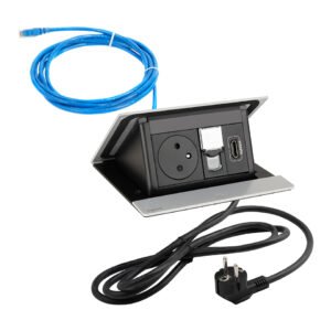 LEGRAND elektros lizdas Popup, 1X 230V prancūziško tipo, 1X RJ45, 1X HDMI, anoduotas aliuminis