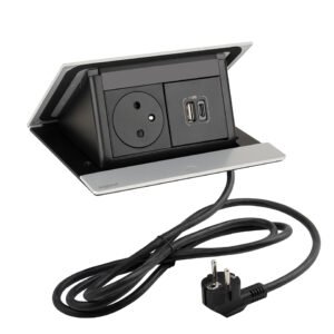 LEGRAND elektros lizdas Popup, 1X 230V prancūziško tipo, 1X USB A+C, anoduotas aliuminis
