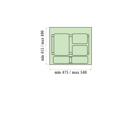 Gollinucci atliekų rūšiavimo sistema Sistema 908/2 600 mm 2 × 14L pilka - Image 3