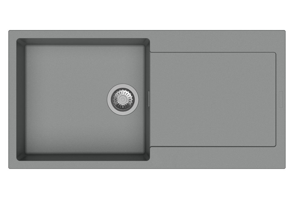 StrongSinks S3 granitinė plautuvė Zala 1000 1000 × 500 mm su nusausinimo zona pilka