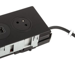 K- LEGRAND elektros lizdas Disq´ 1X 230V prancūziško tipo + 1X USB A+C, juoda/juoda