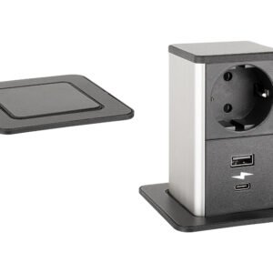 StrongPower PowerUp ištraukiamas lizdas, 1×230 V Schuko, USB A/C, juodas – 50 vnt. komplektas