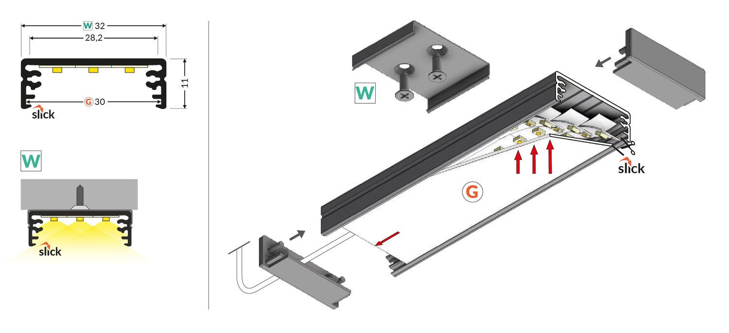 StrongLumio LED profilis Wide 24, sidabro spalvos anoduotas, 2000 mm - Image 2