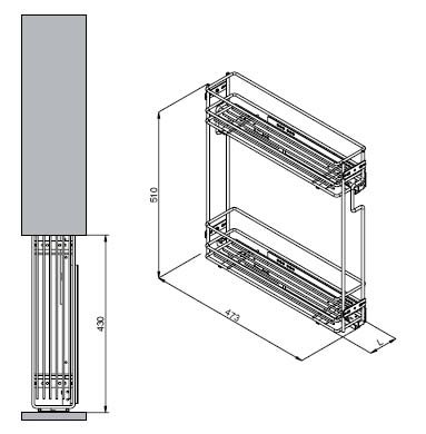VIBO šoninis ištraukiamas krepšys, 200 mm, su švelniu uždarymu, kairė - Image 2