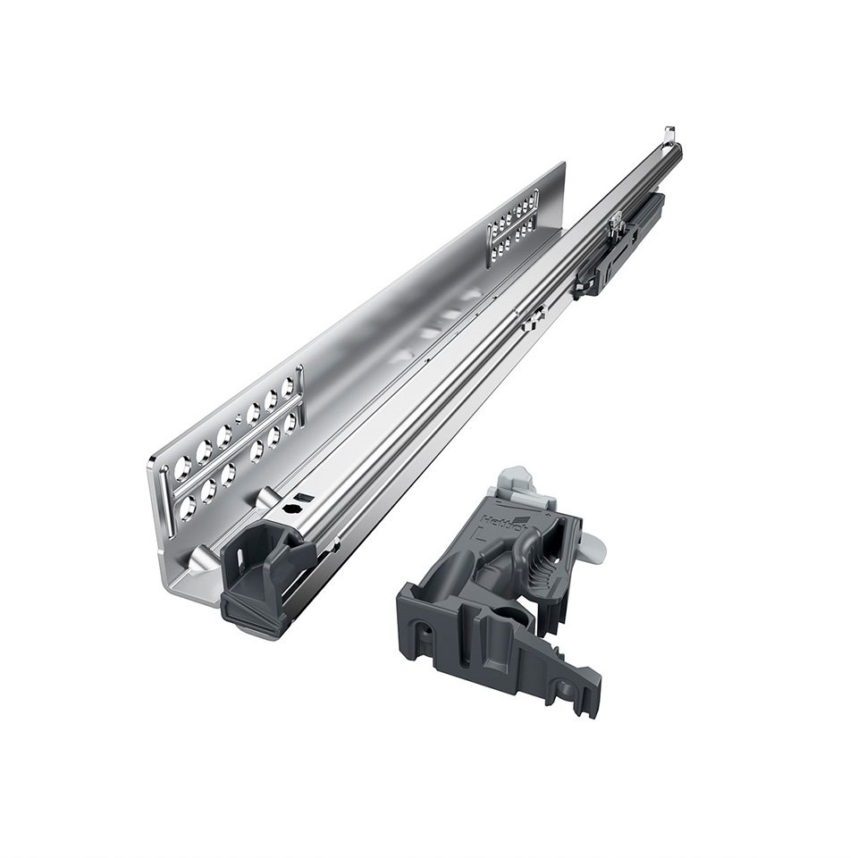 Hettich Quadro YOU pilno ištraukimo bėgelių ir fiksatorių komplektas, 520 mm, 30 kg, 16 mm šonams, Silent System - Image 2