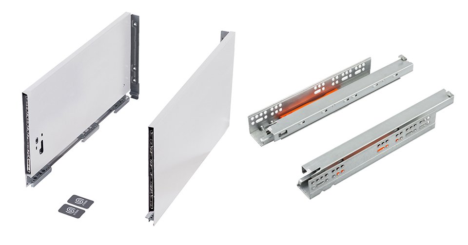 StrongMax 16 stalčiaus furnitūros komplektas H249/450 mm atidarymas paspaudimu, baltas