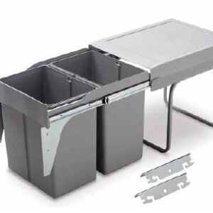 Gollinucci atliekų rūšiavimo sistema Linea 290Dm spintelės durelėms 400 mm 2 × 21L pilka