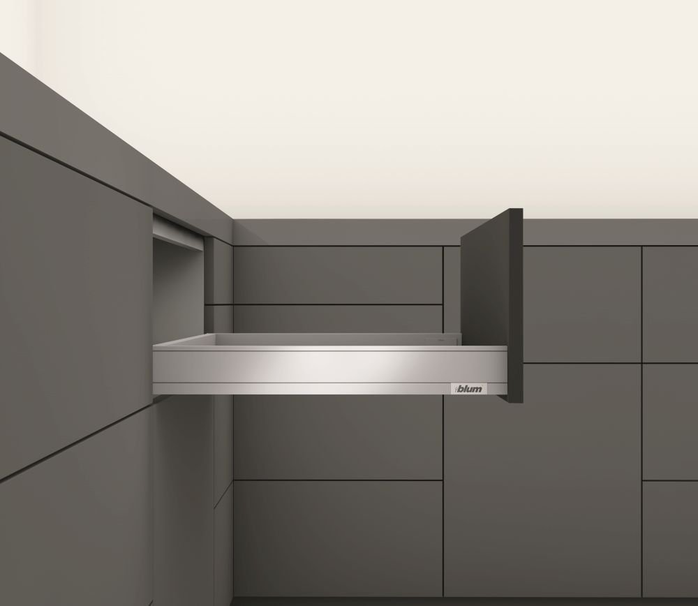 Blum Legrabox, stalčiaus furnitūros komplektas N 500 mm/40 kg, TIP-ON, baltas, prisukamas fasado tvirtinimas