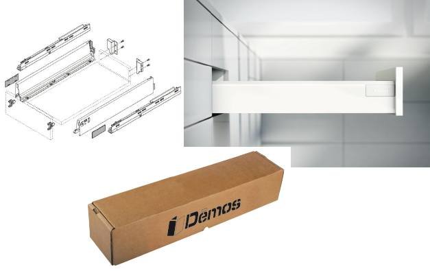 Blum Antaro stalčių furnitūros rinkinys M 550 mm/30 kg, BLUMOTION / TOB, pilkas, prisukamas fasado tvirtinimas – rinkinys 20 stalčių